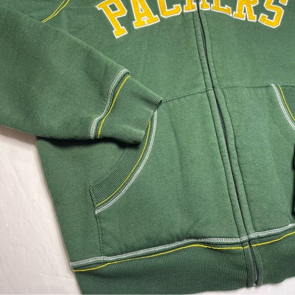 Green Bay Packer Women's L Zip-Up Hoodie Fleece Apparel Green Logo w/ Pockets - Picture 5 of 7